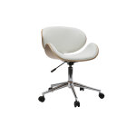 Miliboo chaise de bureau  roulettes design blanc, bois clair et acier chrom walnut