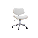 Miliboo chaise de bureau  roulettes design blanc, bois clair chne et mtal malmo