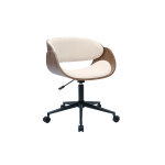 Miliboo chaise de bureau � roulettes design en bois fonc� et tissu effet velours textur� beige bent