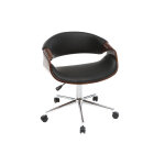 Miliboo chaise de bureau  roulettes design noir bois fonc noyer et acier chrom aramis