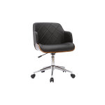 Miliboo chaise de bureau  roulettes design noir, bois fonc noyer et acier chrom sandro