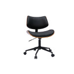 Miliboo chaise de bureau  roulettes design noir, bois fonc noyer et mtal noir malmo