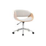 Miliboo chaise de bureau � roulettes design en tissu effet velours textur� beige, bois clair et acier ...