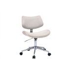 Miliboo chaise de bureau  roulettes design en tissu effet velours textur beige, bois clair chne et ...