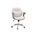 Miliboo chaise de bureau � roulettes design en tissu effet velours textur� beige, bois fonc� et acier ...