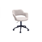 Miliboo chaise de bureau � roulettes design en tissu effet velours textur� beige et m�tal noir jessy