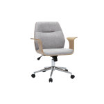 Miliboo chaise de bureau � roulettes design en tissu effet velours textur� gris, bois clair et acier ...