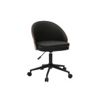 Miliboo chaise de bureau � roulettes noire, bois fonc� et m�tal tucson