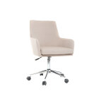 Miliboo chaise de bureau  roulettes en tissu beige et acier chrom shana