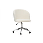Miliboo chaise de bureau  roulettes en tissu effet laine boucle blanc cass et acier chrom vanity