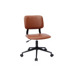 Miliboo chaise de bureau � roulettes vintage marron et m�tal noir lab