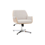 Miliboo chaise de bureau en tissu effet velours textur� beige et bois clair ch�ne rikki