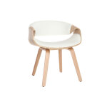 Miliboo chaise design blanc et bois clair aramis