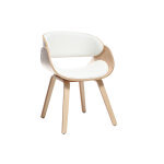 Miliboo chaise design blanc et bois clair bent