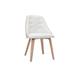 Miliboo chaise design blanc et bois clair fluffy