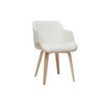 Miliboo chaise design blanc et bois clair lucien