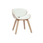 Miliboo chaise design blanc et bois clair walnut