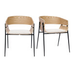Miliboo chaises design bois clair et tissu chenille beige (lot de 2) wess