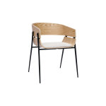 Miliboo chaise design bois clair et tissu chenille beige wess