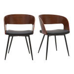 Miliboo chaises design bois fonc noyer, assises et mtal noirs (lot de 2) riff
