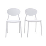 Miliboo chaises design empilables blanches int�rieur - ext�rieur (lot de 2) anna