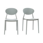Miliboo chaises design empilables gris clair int�rieur - ext�rieur (lot de 2) anna