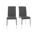 Miliboo chaises design gris et m�tal acier chrom� (lot de 2) simea