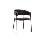 Miliboo chaise design noire et bois fonc� noyer dante