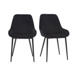 Miliboo chaises design noires en tissu velours et m�tal (lot de 2) holo