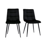 Miliboo chaises design noires en tissu velours noir et m�tal (lot de 2) maxwell