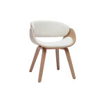 Miliboo chaise design en tissu effet laine boucl�e blanc et bois clair bent