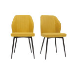 Miliboo chaises design en tissu effet velours jaune moutarde et m�tal noir (lot de 2) fanette