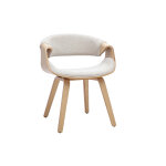 Miliboo chaise design en tissu effet velours textur� beige et bois clair aramis