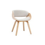 Miliboo chaise design en tissu effet velours textur� beige et bois clair bent
