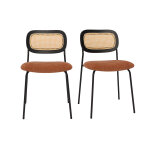 Miliboo chaises design en tissu effet velours textur terre brule, mtal noir et cannage rotin (lot ...