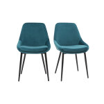 Miliboo chaises design en tissu velours bleu p�trole et m�tal noir (lot de 2) holo
