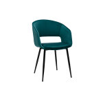 Miliboo chaise design en tissu velours bleu ptrole et mtal noir prisma