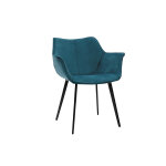 Miliboo chaise design en tissu velours bleu p�trole et m�tal noir volo