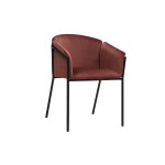 Miliboo chaise design en tissu velours rouge tomette et m�tal noir briane