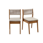 Miliboo chaises de jardin en bois massif et corde tress�e (lot de 2) zephyr