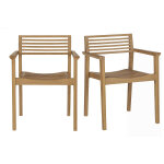 Miliboo chaises de jardin empilables en bois teck massif (lot de 2) kayu