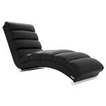 Miliboo chaise longue / fauteuil design noir et acier chrom� taylor