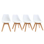 Miliboo chaises scandinaves blanc et bois clair massif (lot de 4) pauline