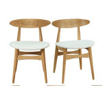 Miliboo chaises scandinaves en bois clair et blanc (lot de 2) walford