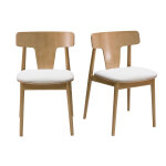 Miliboo chaises scandinaves en bois clair ch�ne massif et tissu effet laine boucl�e blanc cass� (lot ...