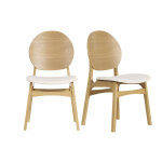 Miliboo chaises scandinaves en bois clair et tissu effet laine boucl�e blanc (lot de 2) elton
