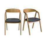 Miliboo chaises scandinaves empilables en bois clair ch�ne et assises noires (lot de 2) lova