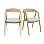 Miliboo chaises scandinaves empilables en bois clair ch�ne et tissu beige (lot de 2) lova