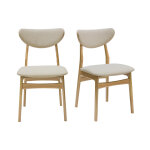 Miliboo chaises scandinaves en tissu effet laine boucl�e beige et bois clair ch�ne massif (lot de 2) ...