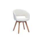 Miliboo chaise scandinave en tissu effet laine boucl�e blanc et bois clair massif prisma